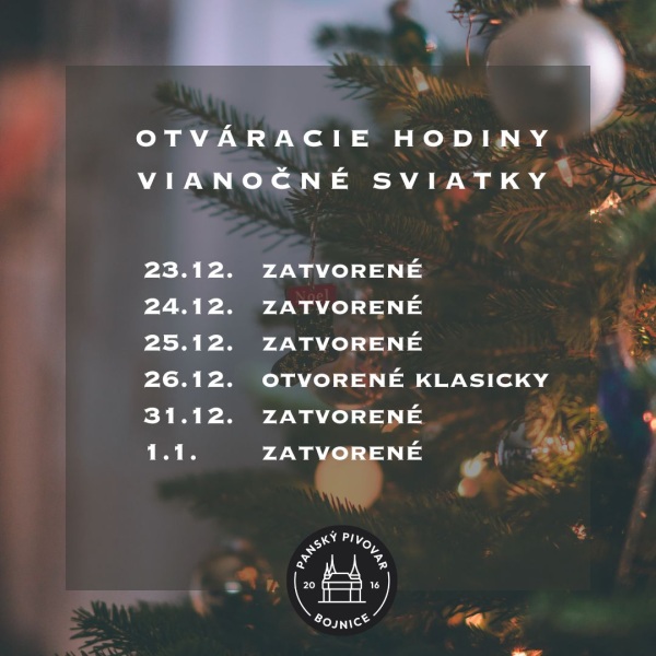 Otvaracie hodiny Vianoce